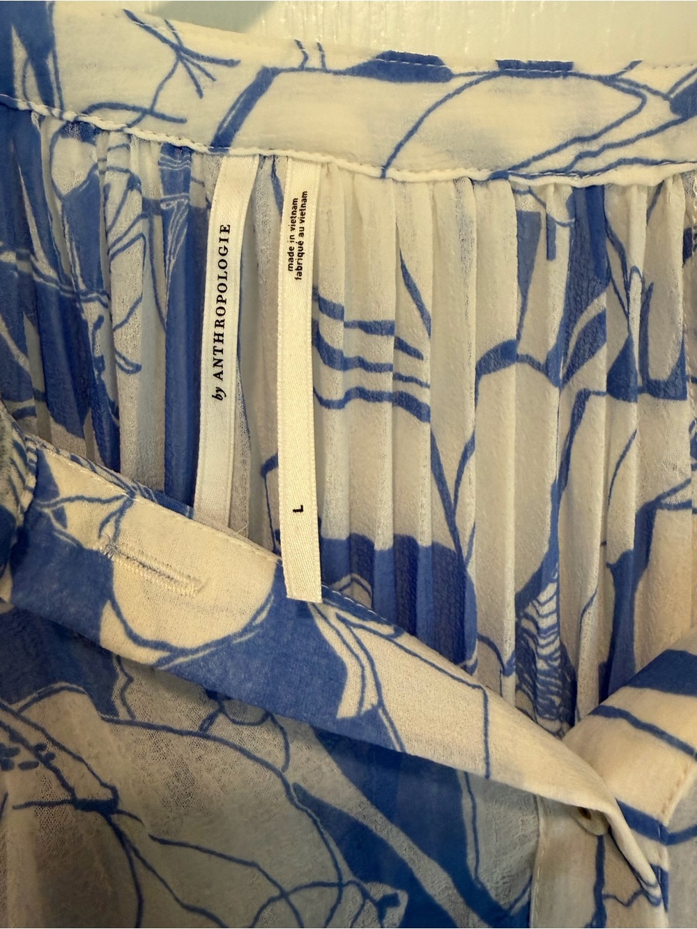 Anthropologie White and Blue Floral Printed Midi Dress - Picture 4 of 4